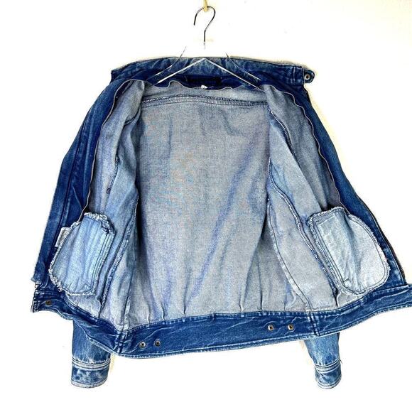 Vintage Cooper Sportswear Denim Jacket Moto Motorcycle Style Worn In SMALL 90s - Picture 8 of 10